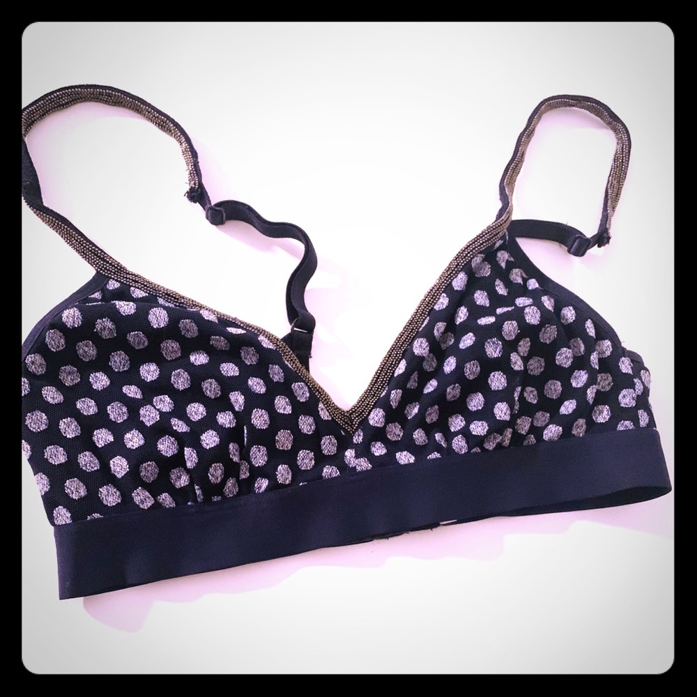 Aerie bralette- navy with metallic silver detail